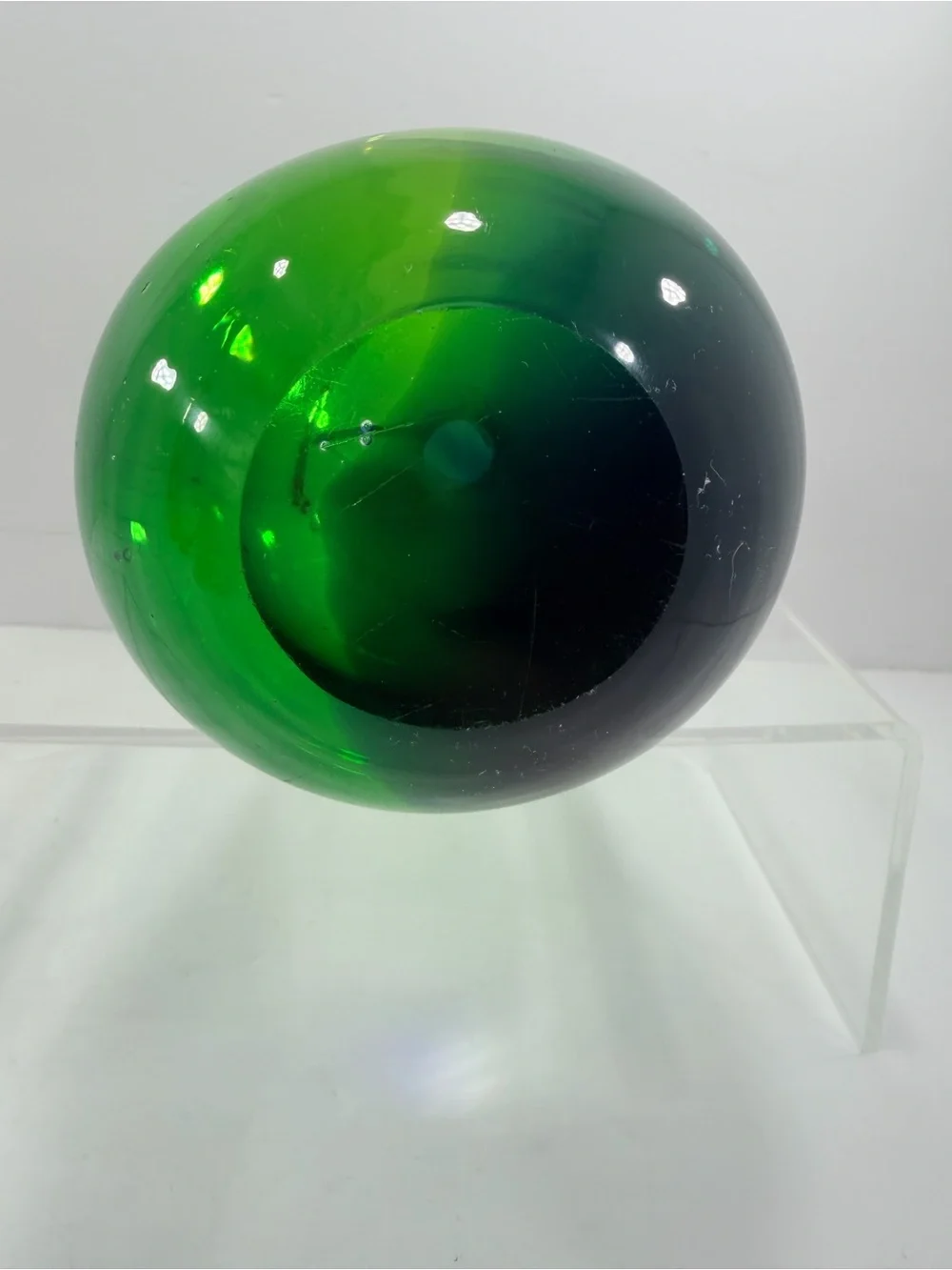 Vtg MCM Murano Style Sommerso Fishtail Vase - Emerald & Cobalt - 9.5
